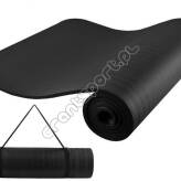 MATA fitness NBR 10 mm czarna 183 x 61 cm z paskiem